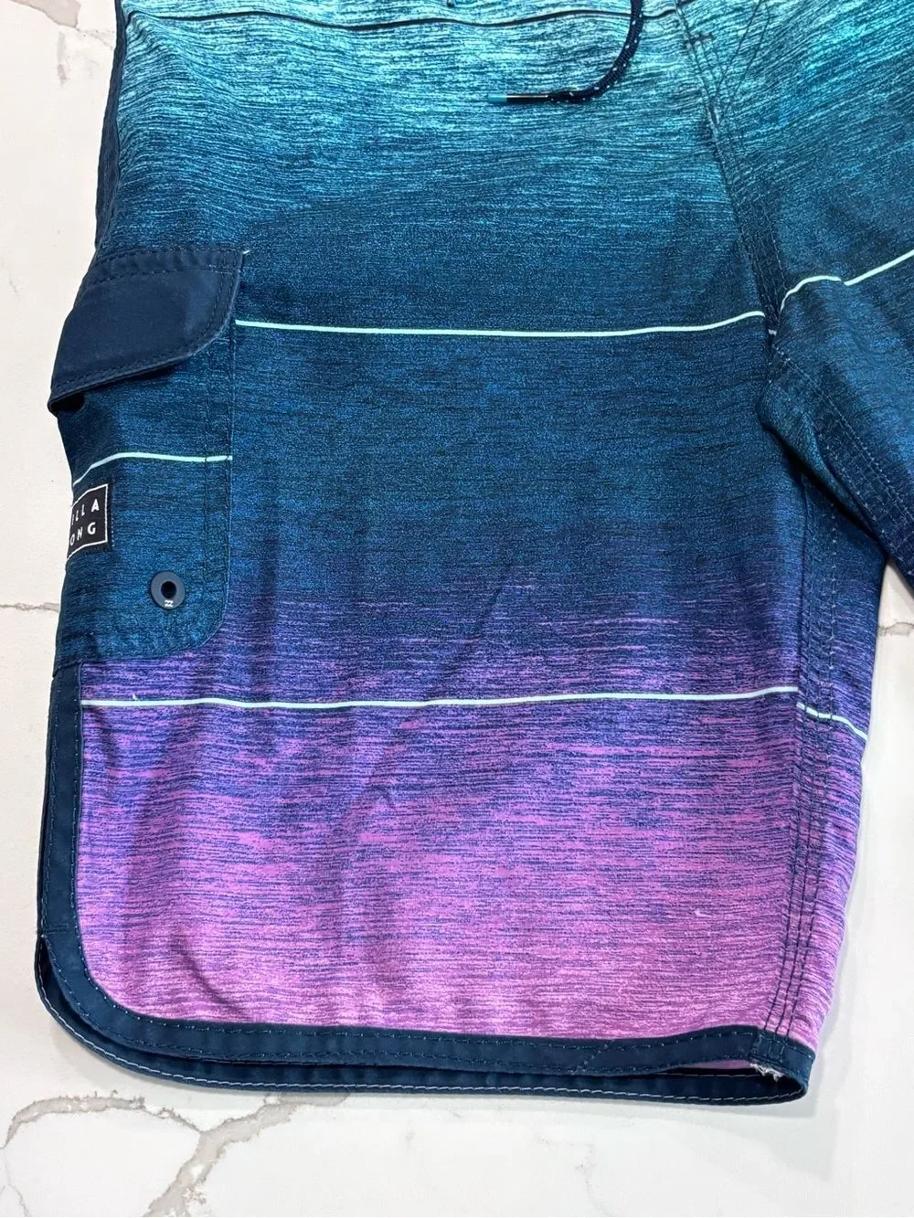 Billabong Ombre Aqua Teal to Purple Boys Board Shorts Swim Trunks Size 25 = 10